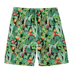 Watercolor Cactus Plant Print Men's Swim Trunks