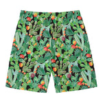 Watercolor Cactus Plant Print Men's Swim Trunks