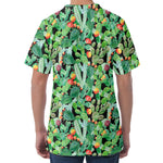 Watercolor Cactus Plant Print Men's Velvet T-Shirt