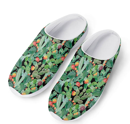 Watercolor Cactus Plant Print Mesh Casual Shoes