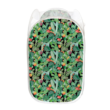 Watercolor Cactus Plant Print Mesh Laundry Hamper