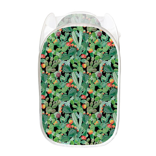 Watercolor Cactus Plant Print Mesh Laundry Hamper