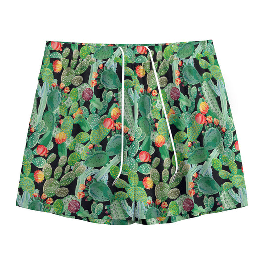 Watercolor Cactus Plant Print Mesh Shorts