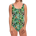 Watercolor Cactus Plant Print One Piece Swimsuit