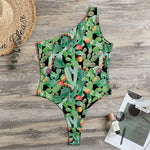 Watercolor Cactus Plant Print One Shoulder Bodysuit