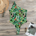 Watercolor Cactus Plant Print One Shoulder Bodysuit