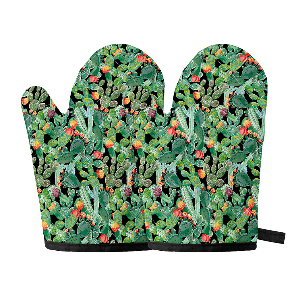 Watercolor Cactus Plant Print Oven Mitts
