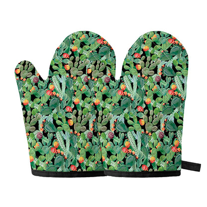 Watercolor Cactus Plant Print Oven Mitts