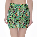 Watercolor Cactus Plant Print Pencil Mini Skirt