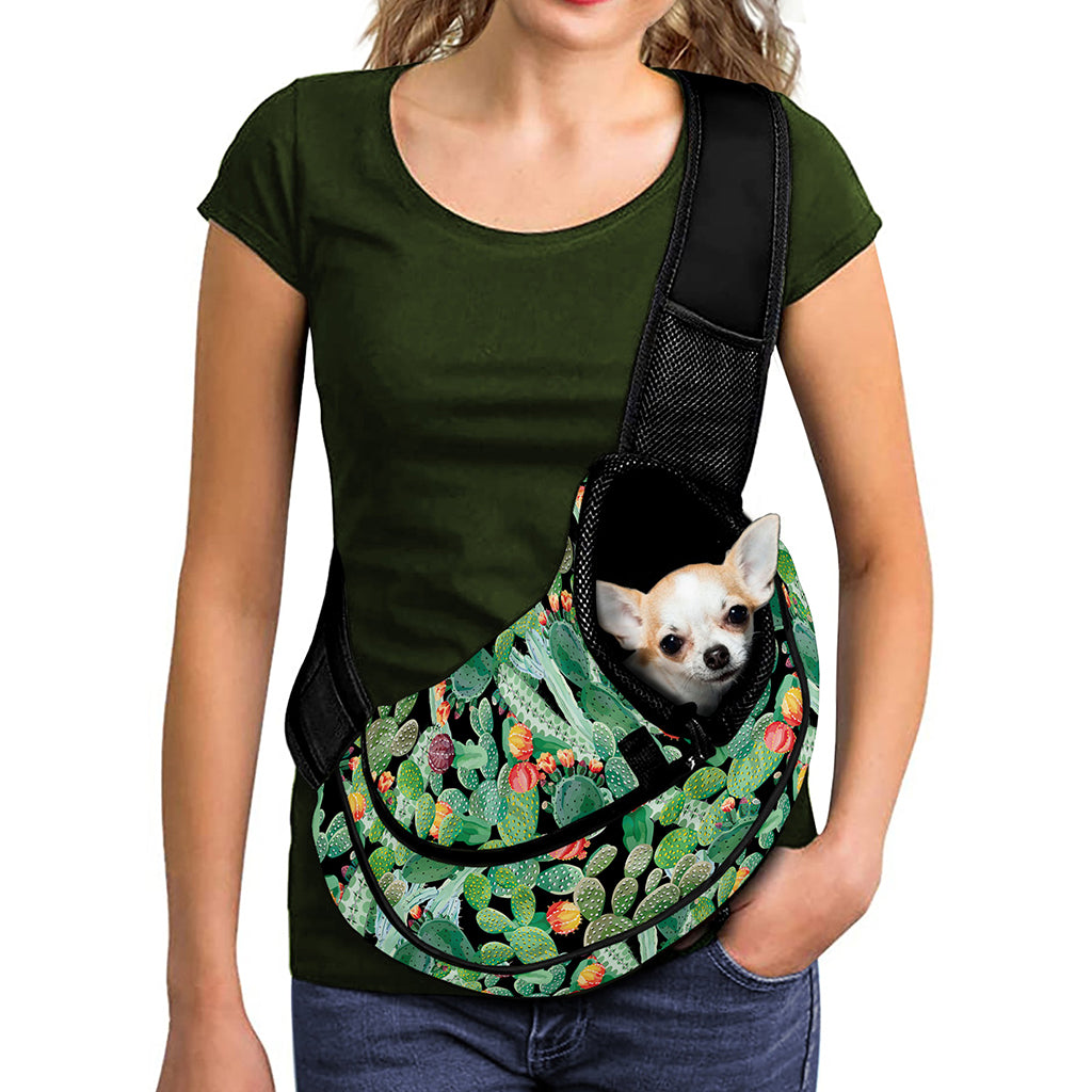 Watercolor Cactus Plant Print Pet Sling Carrier