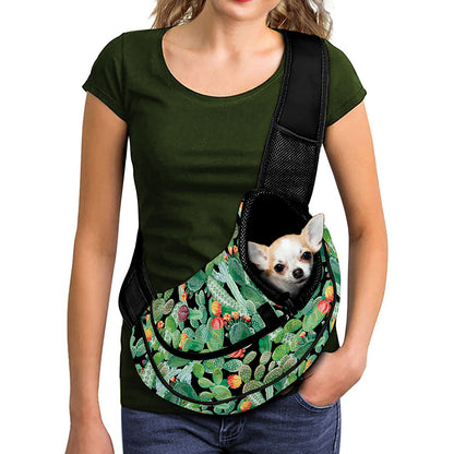 Watercolor Cactus Plant Print Pet Sling Carrier