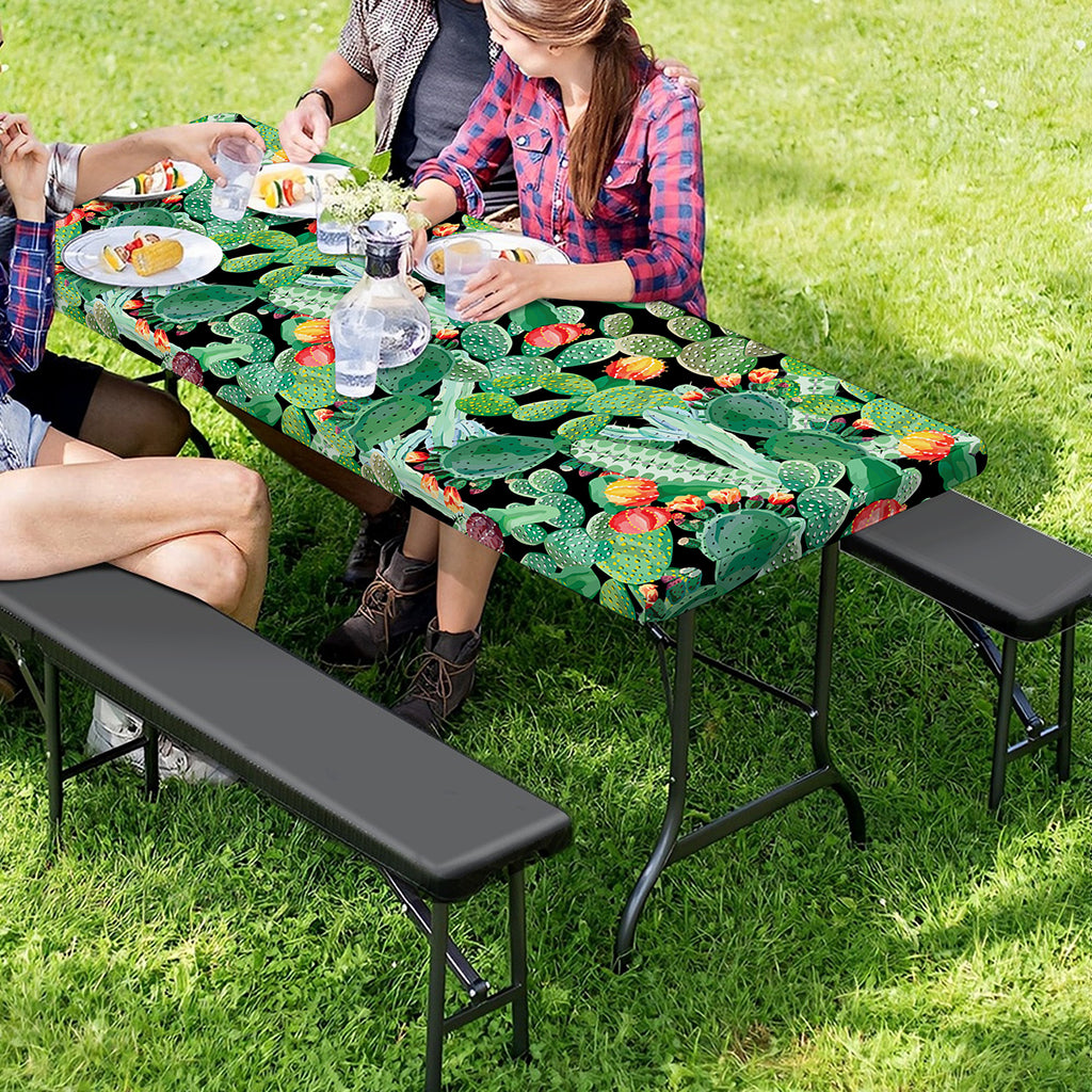 Watercolor Cactus Plant Print Picnic Table Cover
