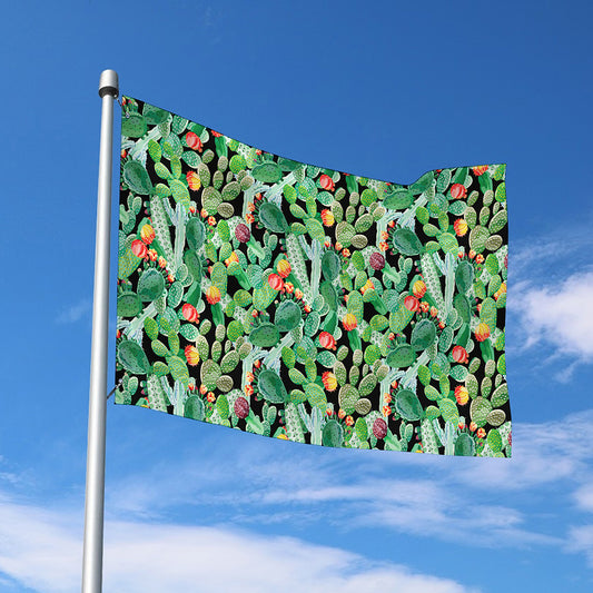 Watercolor Cactus Plant Print Polyester Flag