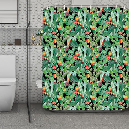 Watercolor Cactus Plant Print Polyester Shower Curtain