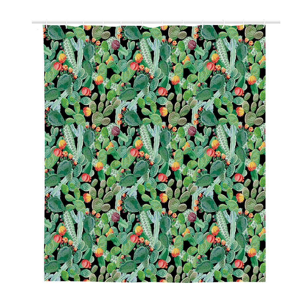 Watercolor Cactus Plant Print Polyester Shower Curtain