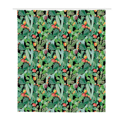 Watercolor Cactus Plant Print Polyester Shower Curtain
