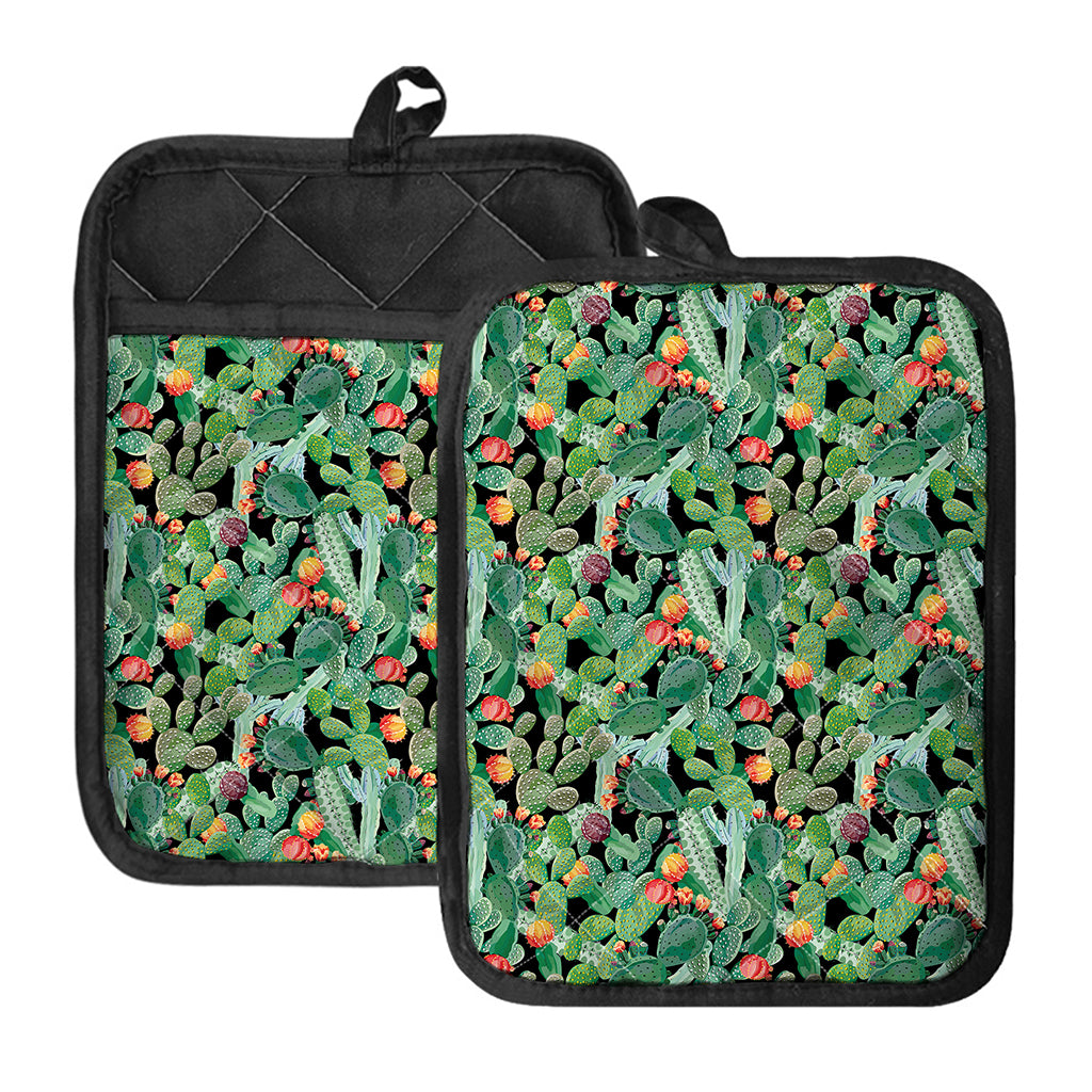 Watercolor Cactus Plant Print Pot Holders With Pocket