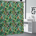 Watercolor Cactus Plant Print Premium Shower Curtain