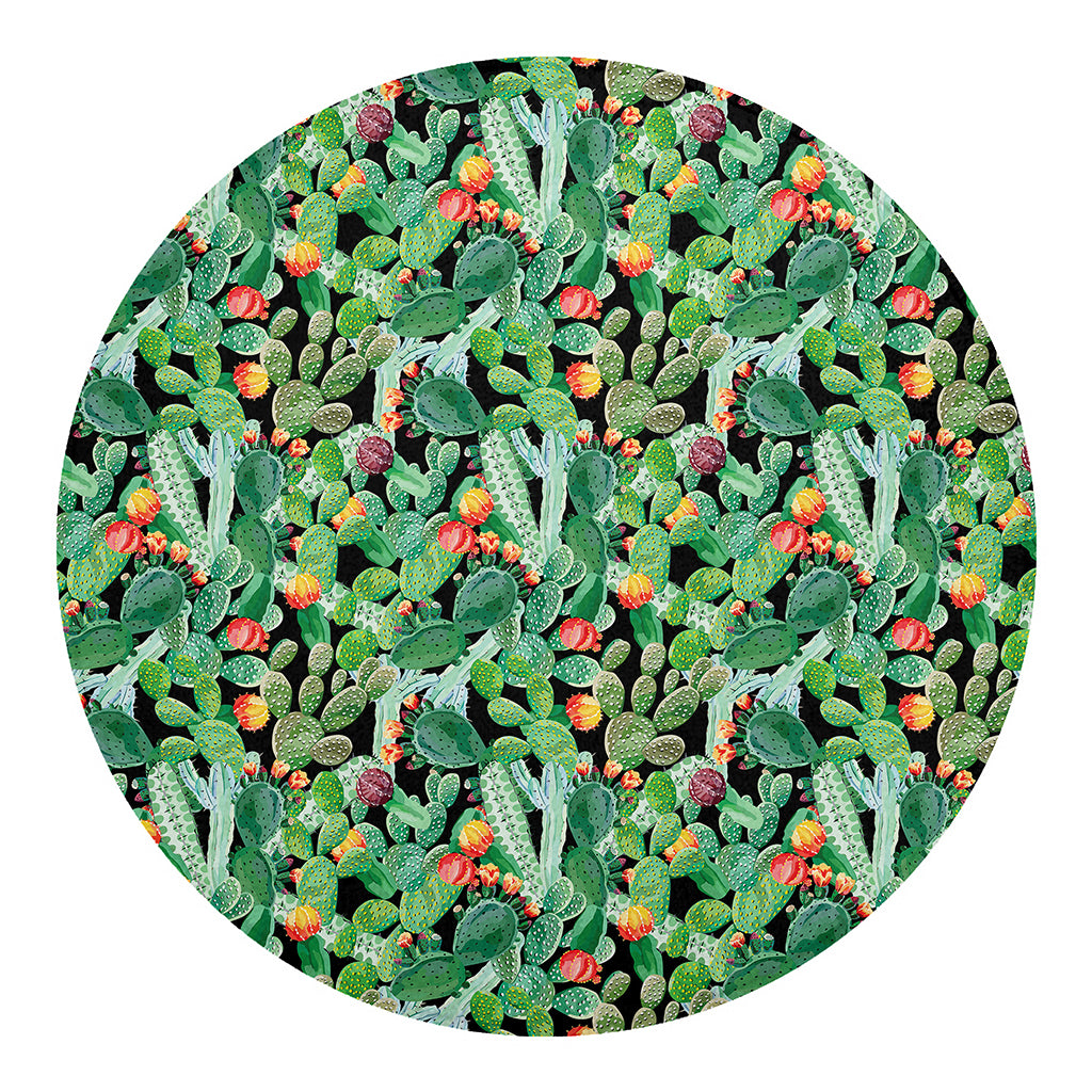Watercolor Cactus Plant Print Round Blanket
