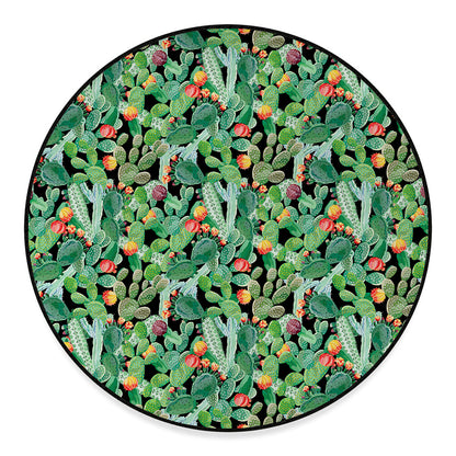 Watercolor Cactus Plant Print Round Floor Mat
