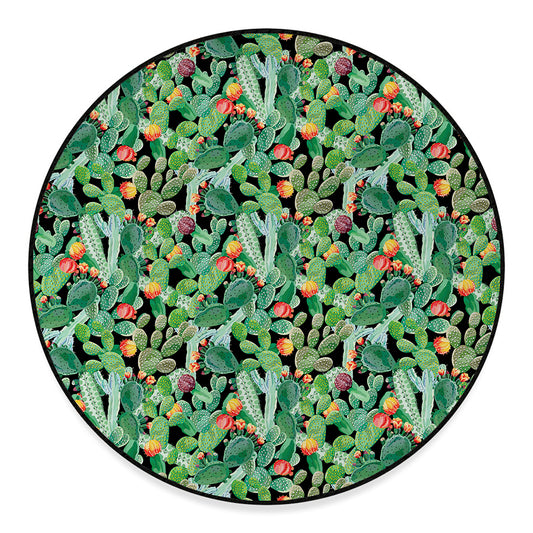 Watercolor Cactus Plant Print Round Floor Mat