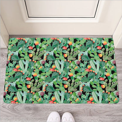Watercolor Cactus Plant Print Rubber Doormat
