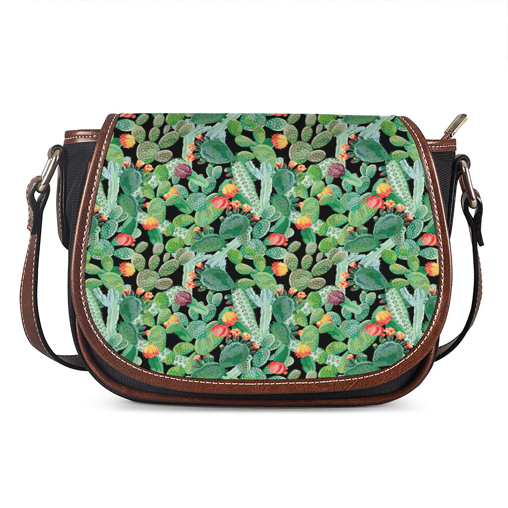 Watercolor Cactus Plant Print Saddle Bag