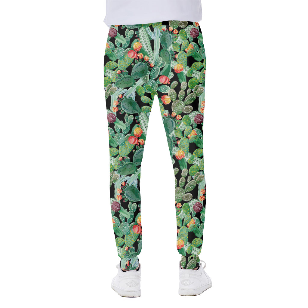 Watercolor Cactus Plant Print Scuba Joggers