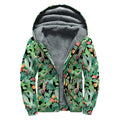 Watercolor Cactus Plant Print Sherpa Lined Zip Up Hoodie