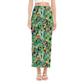 Watercolor Cactus Plant Print Side Slit Maxi Skirt