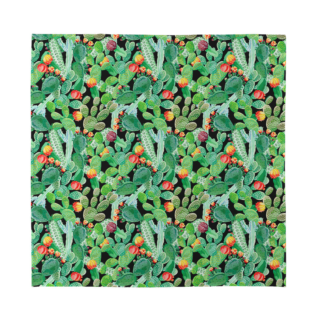 Watercolor Cactus Plant Print Silk Bandana