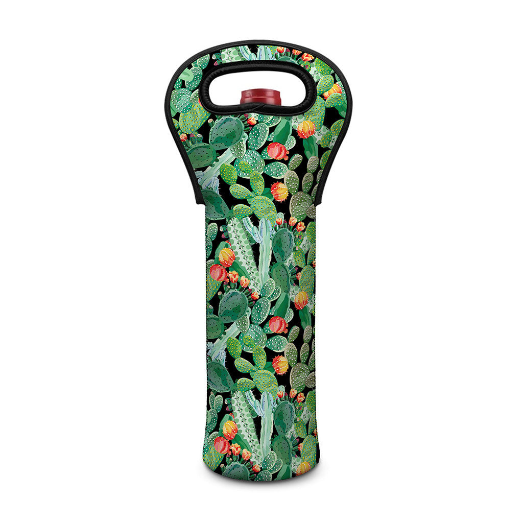 Watercolor Cactus Plant Print Single Neoprene Wine Tote