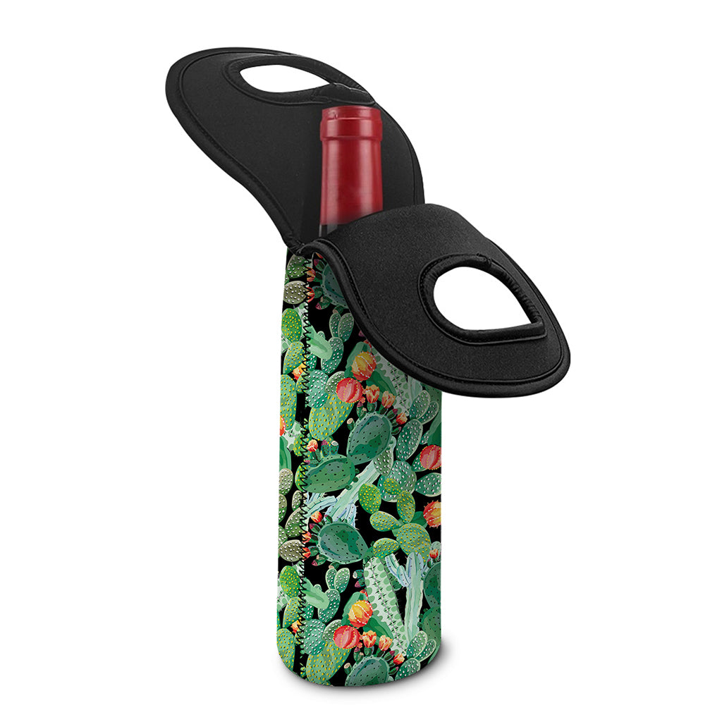 Watercolor Cactus Plant Print Single Neoprene Wine Tote