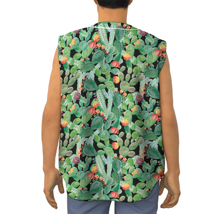 Watercolor Cactus Plant Print Sleeveless Baseball Jersey