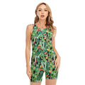Watercolor Cactus Plant Print Sleeveless One Piece Swimsuit