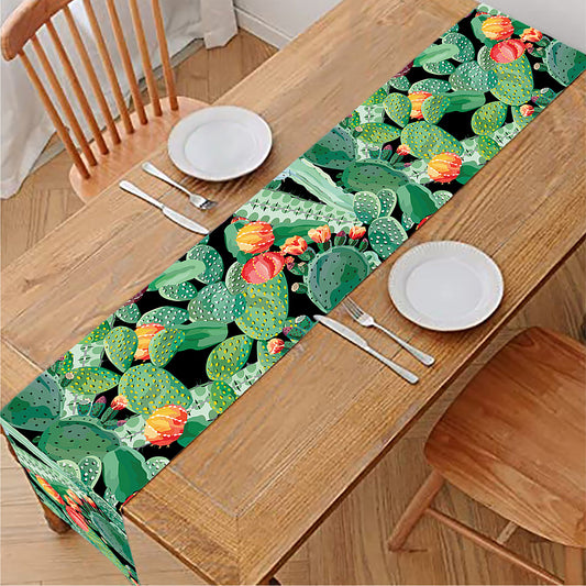 Watercolor Cactus Plant Print Table Runner