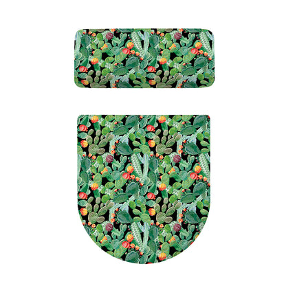Watercolor Cactus Plant Print Toilet Lid And Tank Cover Set