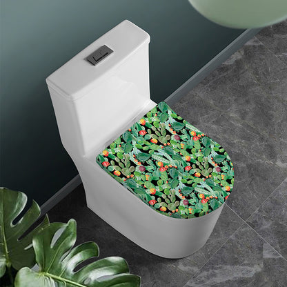 Watercolor Cactus Plant Print Toilet Lid Cover
