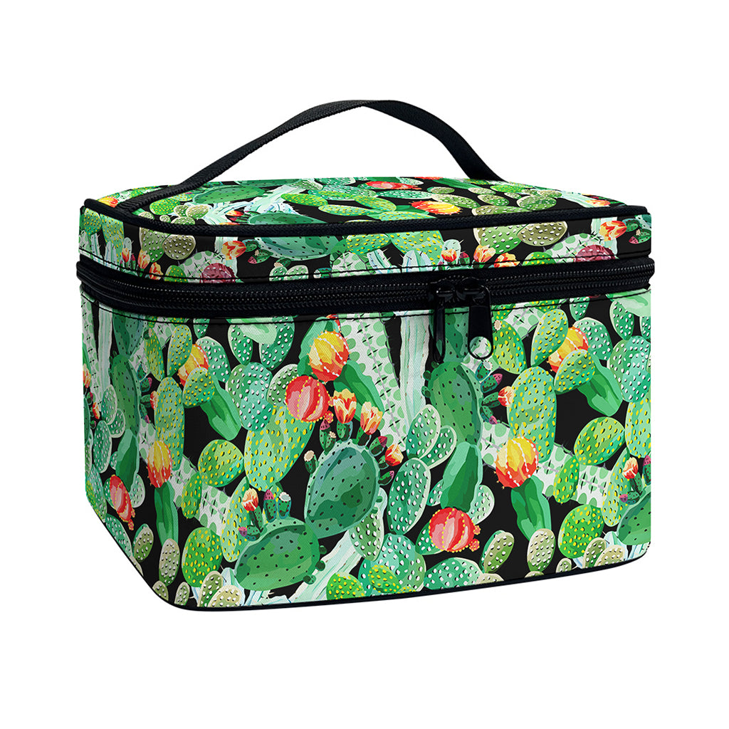 Watercolor Cactus Plant Print Travel Makeup Bag