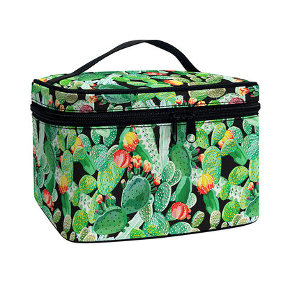 Watercolor Cactus Plant Print Travel Makeup Bag