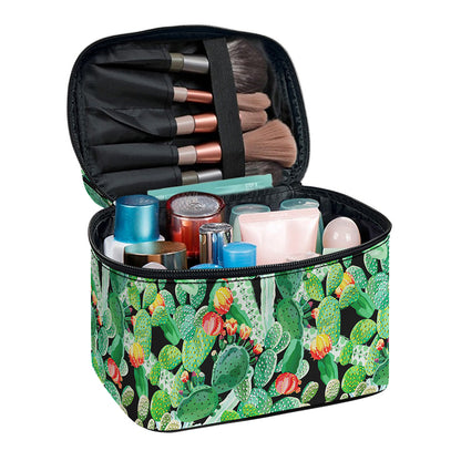 Watercolor Cactus Plant Print Travel Makeup Bag