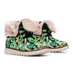 Watercolor Cactus Plant Print Winter Boots