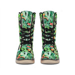 Watercolor Cactus Plant Print Winter Boots
