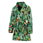 Watercolor Cactus Plant Print Women's Bathrobe
