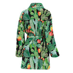Watercolor Cactus Plant Print Women's Bathrobe