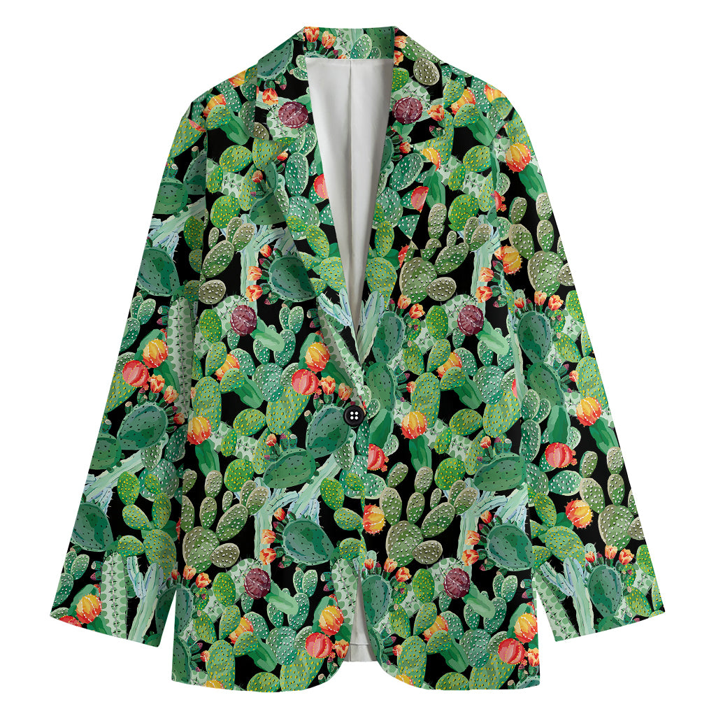 Watercolor Cactus Plant Print Women's Blazer