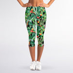 Watercolor Cactus Plant Print Women's Capri Leggings