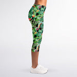 Watercolor Cactus Plant Print Women's Capri Leggings