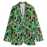 Watercolor Cactus Plant Print Women's Cotton Blazer