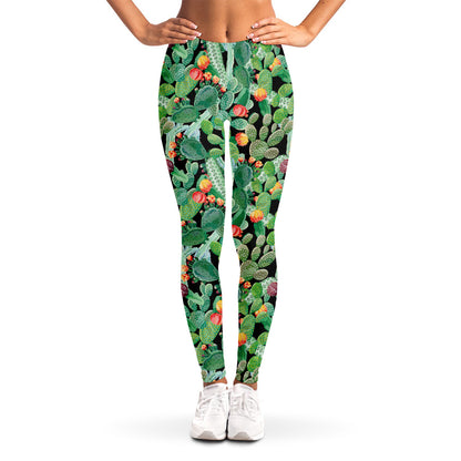 Watercolor Cactus Plant Print Women's Leggings